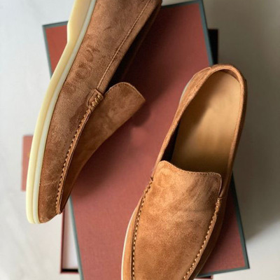 Brown suede crepe sole decent edition handmade men's loafers dress shoes