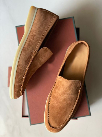 Brown Suede Crepe Sole Decent Edition Handmade Men's Loafers Dress Shoes