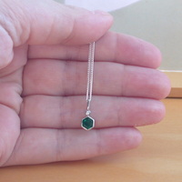 Sterling Silver Emerald Hexagon Pendant & Chain/Emerald Necklace/Emerald Jewellery/Emerald Jewelry/May Birthstone/UK - Thumbnail 3
