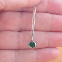 Sterling Silver Emerald Hexagon Pendant & Chain/Emerald Necklace/Emerald Jewellery/Emerald Jewelry/May Birthstone/UK - Thumbnail 2