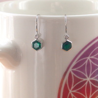Sterling Silver Emerald Hexagon Earrings/Emerald Hook Earrings/Emerald Jewellery/Emerald Jewelry/May Birthstone/UK - Thumbnail 5
