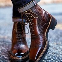 Custom-made Men's Ankle Dress Boots with Lace Up Design in Chocolate Brown Leather