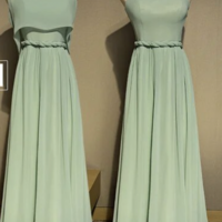 Sage Green Bridesmaid Dresses for Wedding Party Chiffon - Thumbnail 4