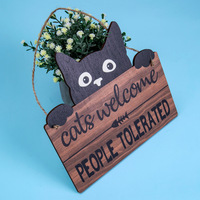 Funny Cat Wooden Hanging Sign Wall Art - Thumbnail 3