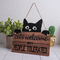 Funny Cat Wooden Hanging Sign Wall Art - Thumbnail 4