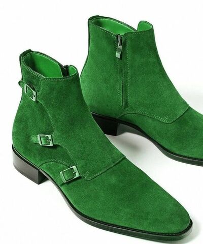  Bespoke Handmade Green Jodhpur Boots
