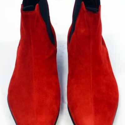 Handmade red suede  ankle boots - Thumbnail 2