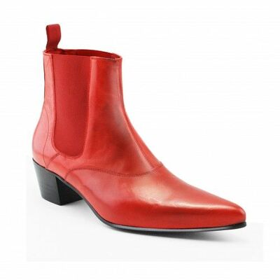 Handmade red Leather  Ankle Boots