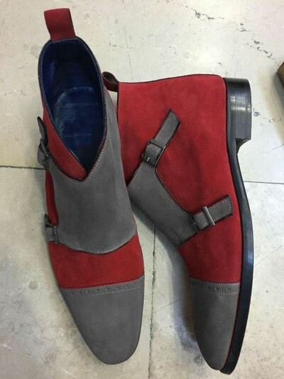  Handmade Men Decent red Suede  Ankle Boots