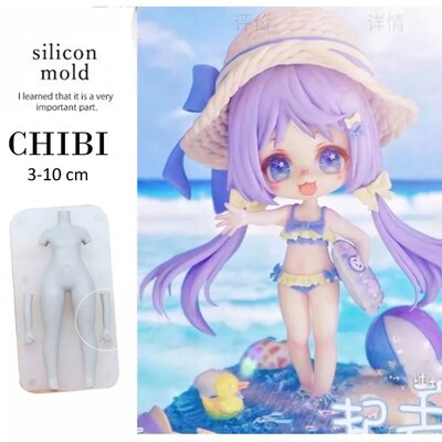 3.5 - 9.5 cm cute chibi doll female girl body clear silicone for making statue,nendoroid, figure doll