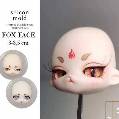 Fox face doll chibi anime face  silicone cake fondant chocolate gum paste mold cake decorating polymer clay resin sugar candy mold 