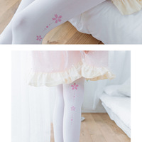 Cute Cat Paw Sakura White Pantyhose Stockings Tights - Thumbnail 4