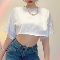 White Loose Cropped Short Sleeve Shirt  - Thumbnail 3