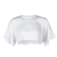 White Loose Cropped Short Sleeve Shirt  - Thumbnail 5