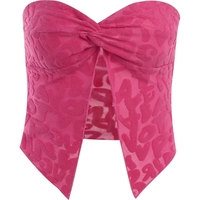 Pink Cropped Tube Top - Thumbnail 4