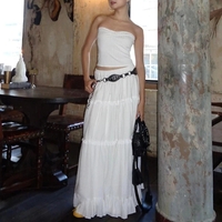 2PCS Strapless Tank Top + Pleated Long Skirt  - Thumbnail 2