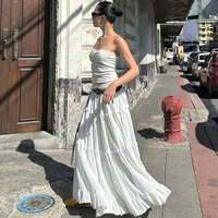 2PCS Strapless Tank Top + Pleated Long Skirt  - Thumbnail 3