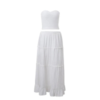 2PCS Strapless Tank Top + Pleated Long Skirt  - Thumbnail 5