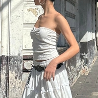 2PCS Strapless Tank Top + Pleated Long Skirt  - Thumbnail 4