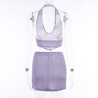2PCS Purple Shimmer V Neck Dress  - Thumbnail 5