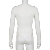 White Lace Bow Long Sleeve Crop Top - Thumbnail 8