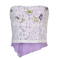 Purple Flower Embroidery Tube Top  - Thumbnail 3