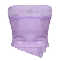 Purple Flower Embroidery Tube Top  - Thumbnail 5