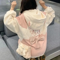 Pink Cat Cartoon Patchwork Jacket  - Thumbnail 2