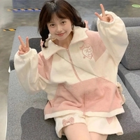 Pink Cat Cartoon Patchwork Jacket  - Thumbnail 5