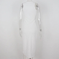 White Hollow Out V Neck Long Tank Top - Thumbnail 7