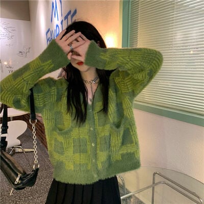 Preppy Plaid Soft Cardigan 