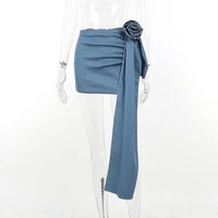 Blue Denim Rose Long Tail Skirt  - Thumbnail 7