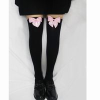 cos cute bow knee socks sexy velvet thigh high stockings - Thumbnail 4
