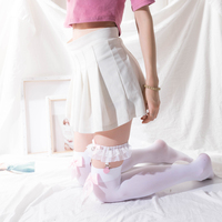 cos cute bow knee socks sexy velvet thigh high stockings - Thumbnail 2