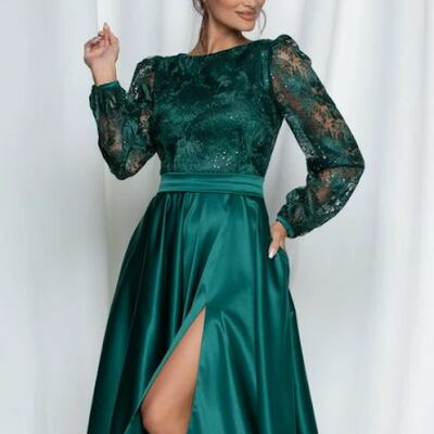 Tea-length lace prom dress evening dress - Thumbnail 3