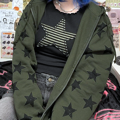 Vintage stars zip up hoodie