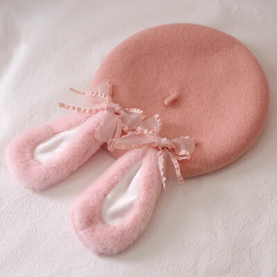 Rabbit Ear Hat Bow Beret