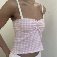 Pink Plaid Bow Crop Top  - Thumbnail 3