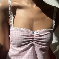 Pink Plaid Bow Crop Top  - Thumbnail 4