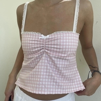 Pink Plaid Bow Crop Top  - Thumbnail 5