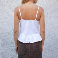 White Lace Trim V Neck Tank Top  - Thumbnail 1