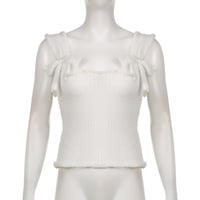 White Bow Knit Tank Top - Thumbnail 5