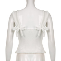 White Bow Knit Tank Top - Thumbnail 7