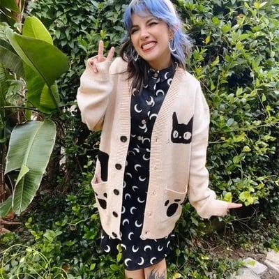 Cat graphic print sweater 