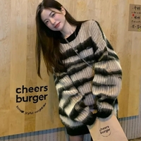 Black Stripe Knit Oversized Sweater  - Thumbnail 3