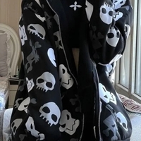 Black Skull Punk Zipper Hoodie  - Thumbnail 1