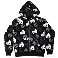 Black Skull Punk Zipper Hoodie  - Thumbnail 8