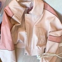 Pink Faux PU Leather Zup Up Cropped Jacket  - Thumbnail 6
