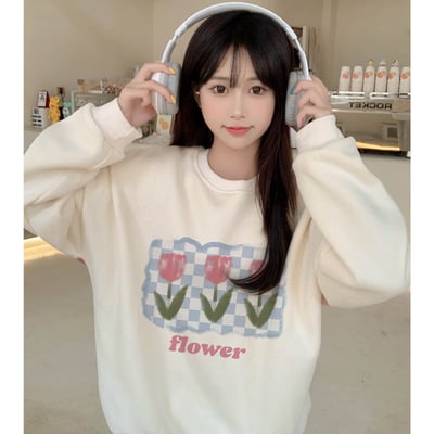 Tulip flower print sweatshirt 