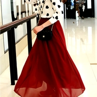 Stunning French Chiffon Layers Oversize Lined A-line Skirt Dress Amazing - Thumbnail 5